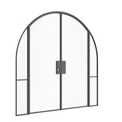 Modern interior architectural steel double doors with full arches and sidelights, slim OTTOSTUMM steel profiles