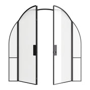 Designer interior glass steel full arch double doors with sidelights, Air Grand hot-rolled OTTOSTUMM steel frame