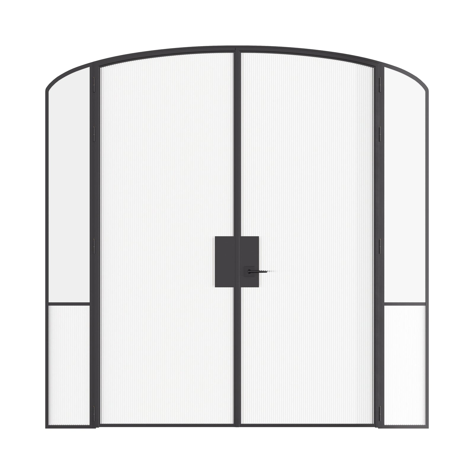 Air Grand interior steel double doors with sidelights and mini arch tops, slim OTTOSTUMM hot-rolled steel frame