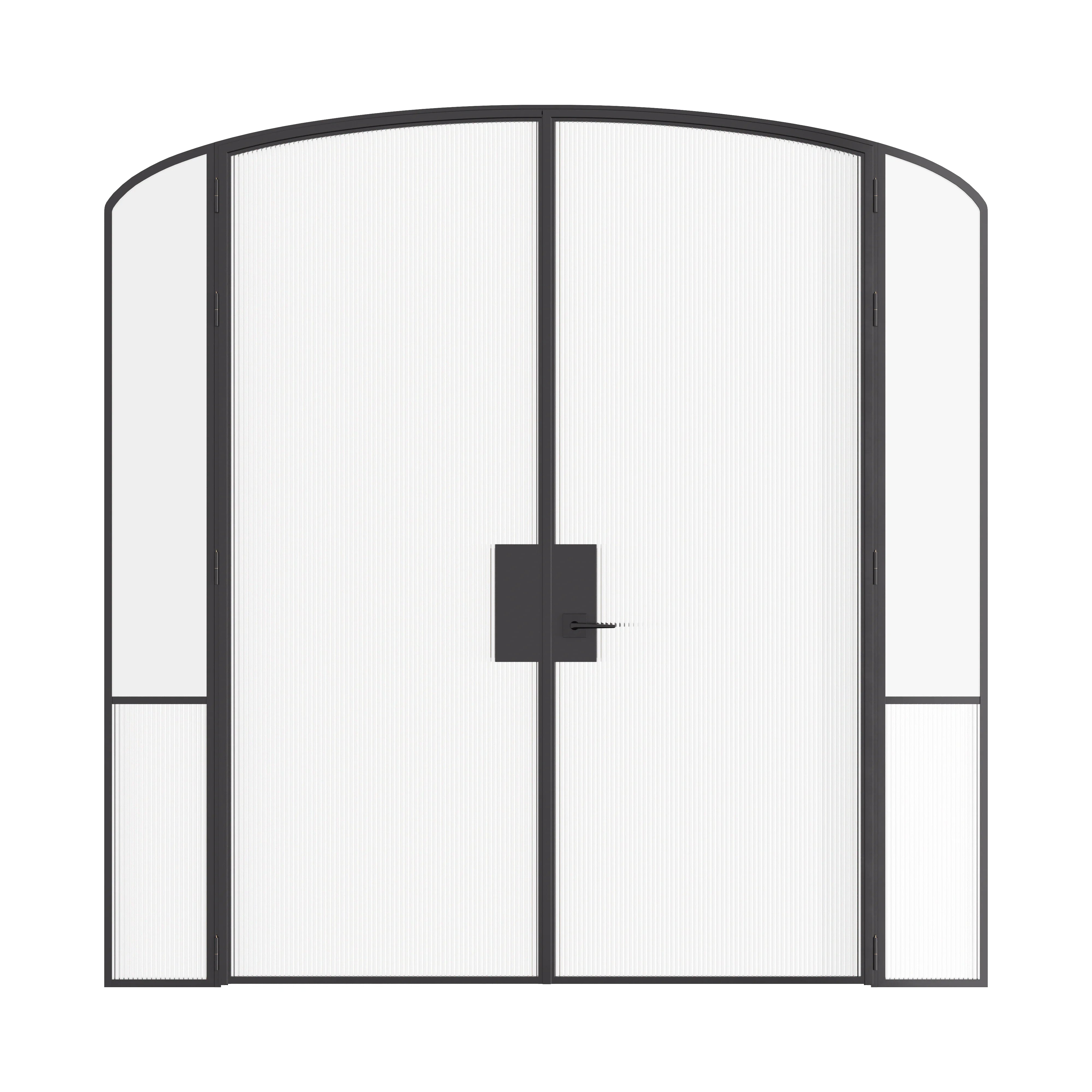 Air Grand interior steel double doors with sidelights and mini arch tops, slim OTTOSTUMM hot-rolled steel frame