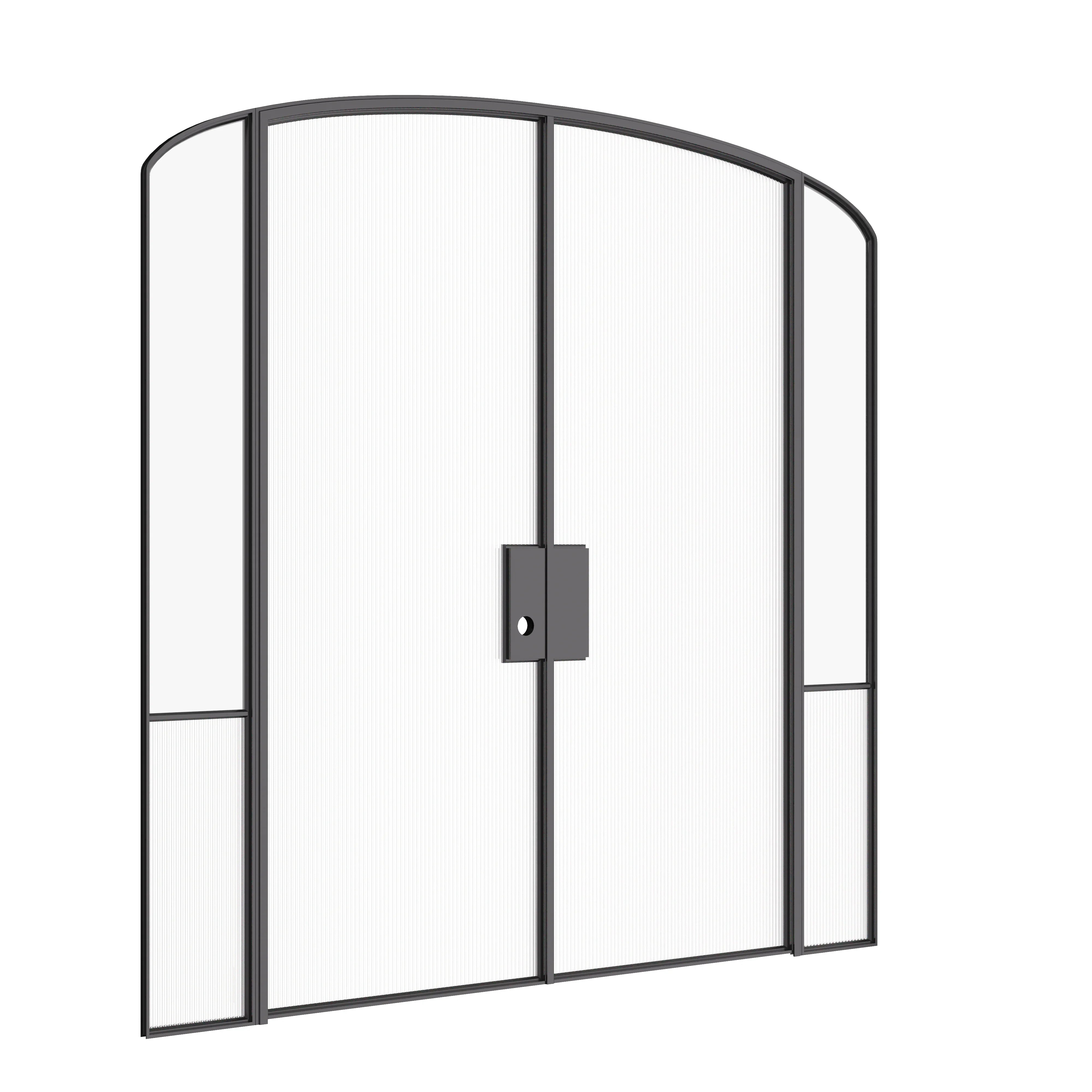 Modern interior architectural steel double doors with mini arches and sidelights, slim OTTOSTUMM steel profiles