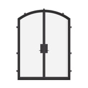 Double arch thermally broken steel doors with dual-pane tempered glass and slim sightlines