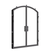 Architectural double arch steel doors with slim profiles.
