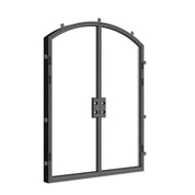 Designer double arch steel doorway with divided lites