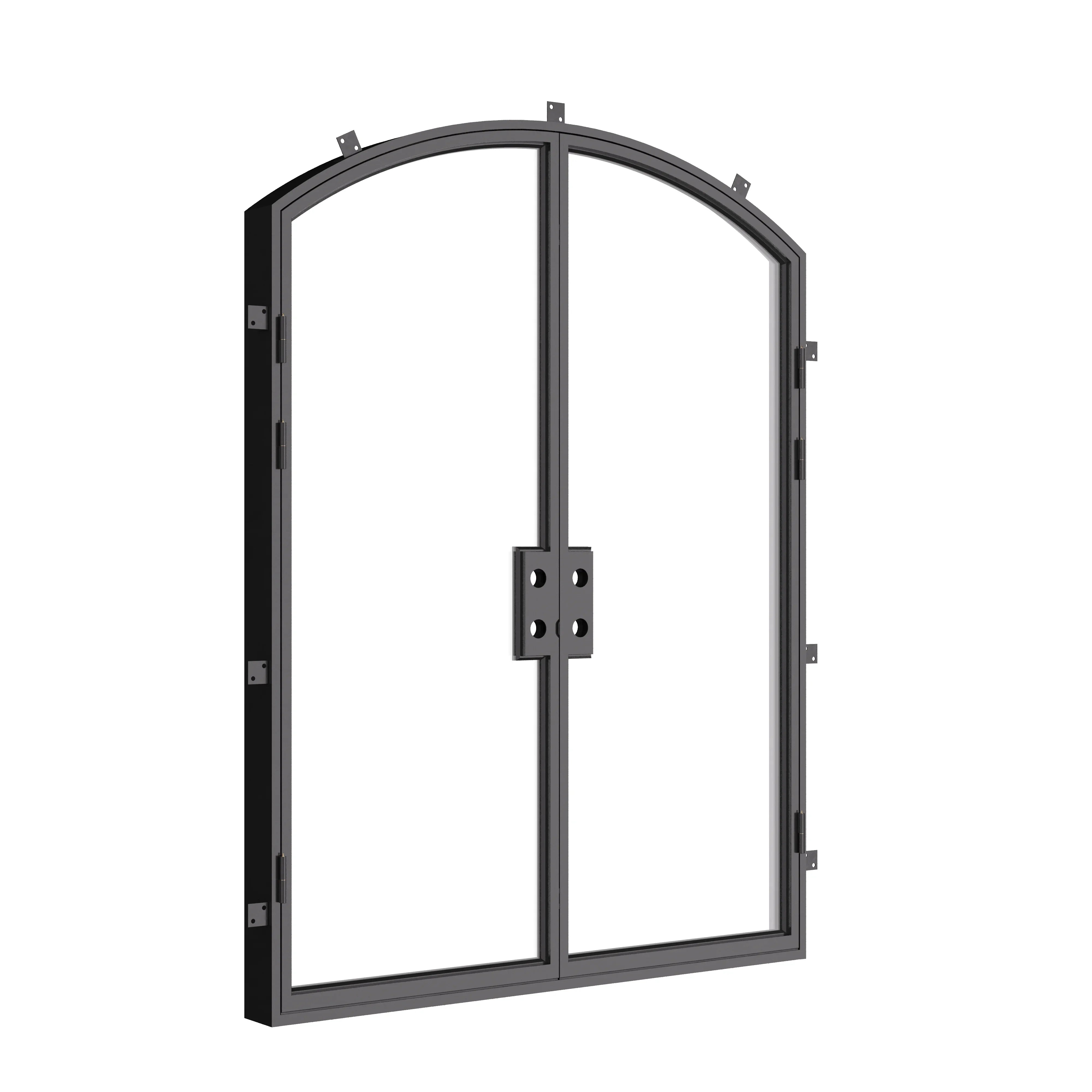 Designer double arch steel doorway with divided lites