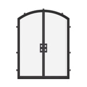 Custom double arch steel doors with insulated Low-E glazing