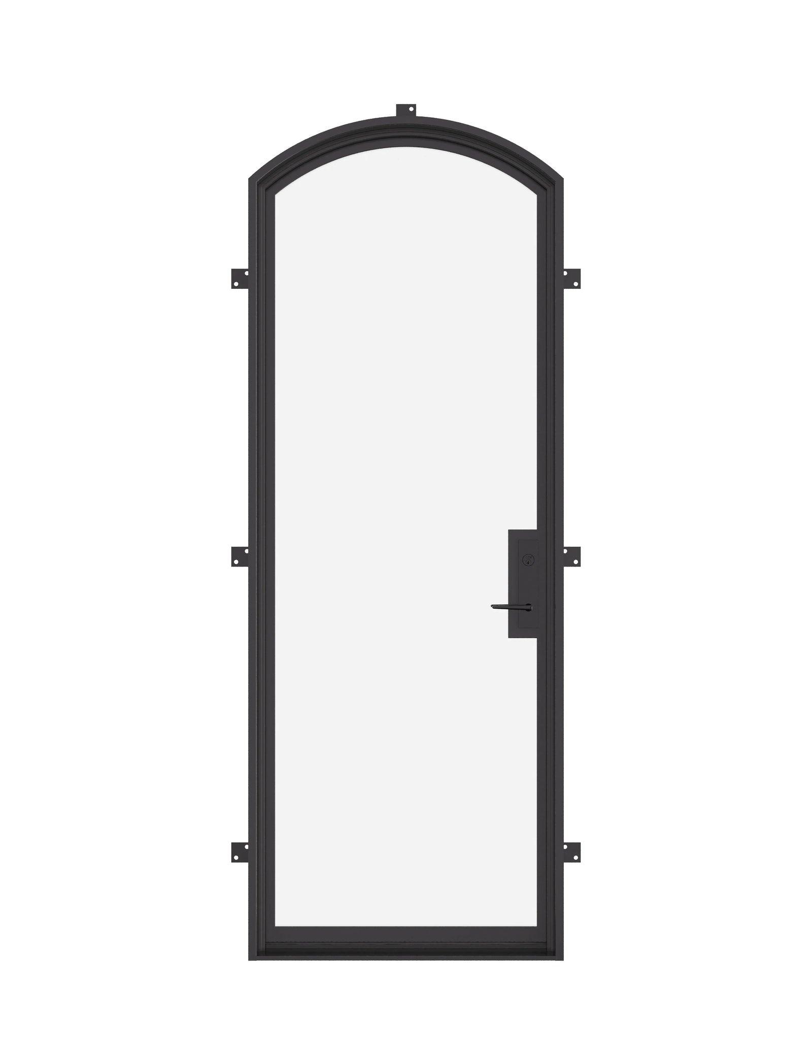 Single arch steel door, NFRC-rated and pre-hung.