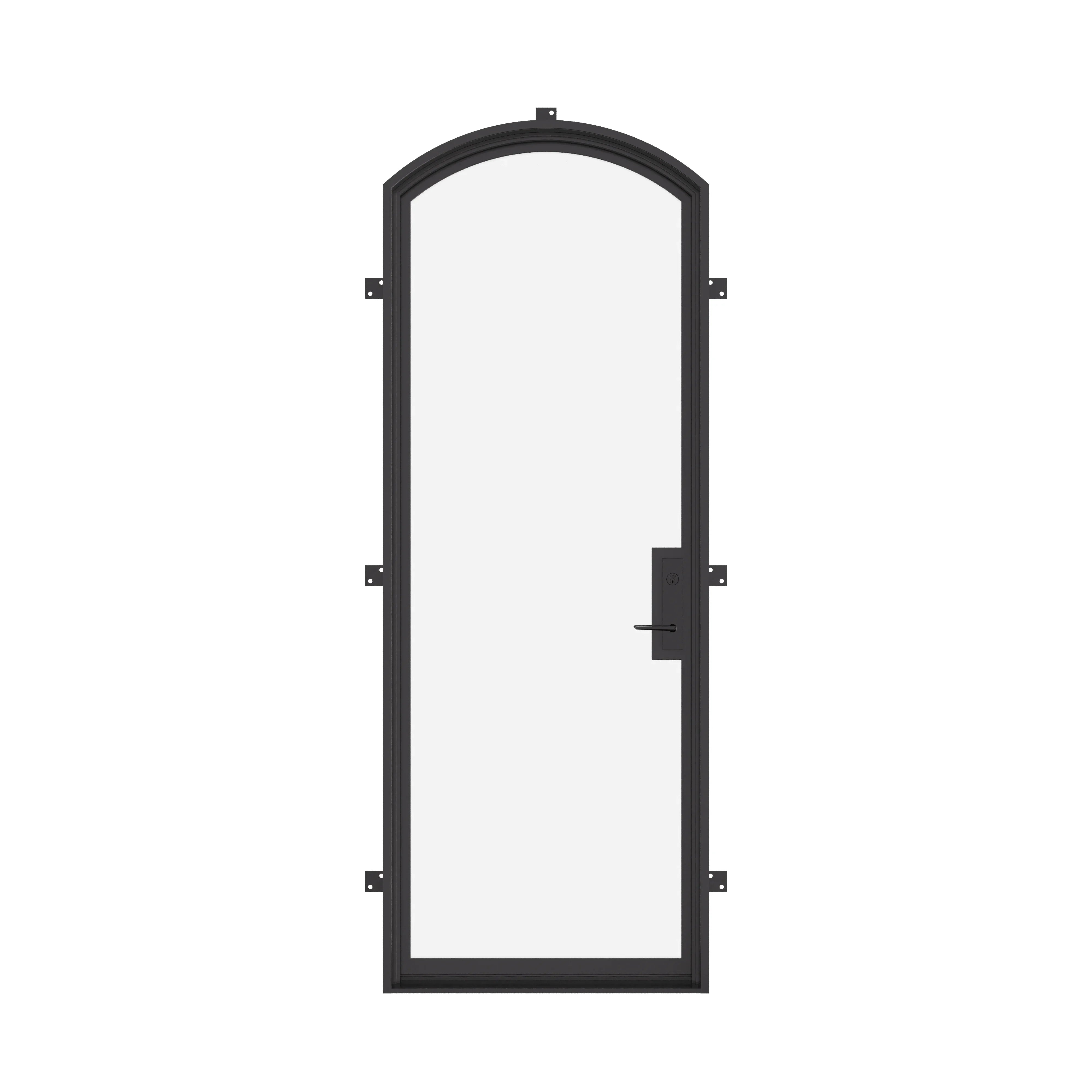 Single arch thermally broken steel door with TDL pattern and dual-pane Low-E glass for modern homes