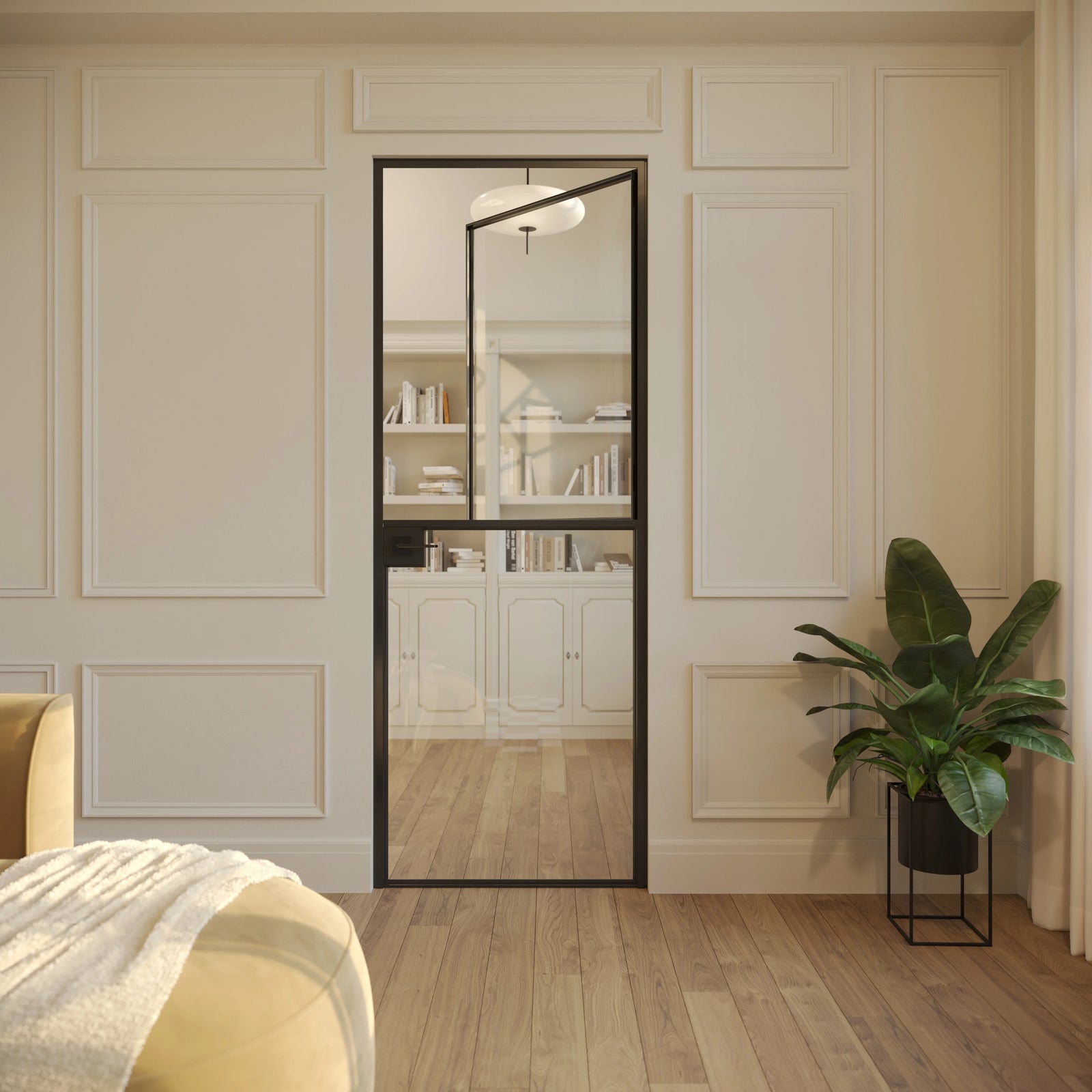 Architectural Air Lite Dutch door with slim steel frame, modular system design, and clear glass