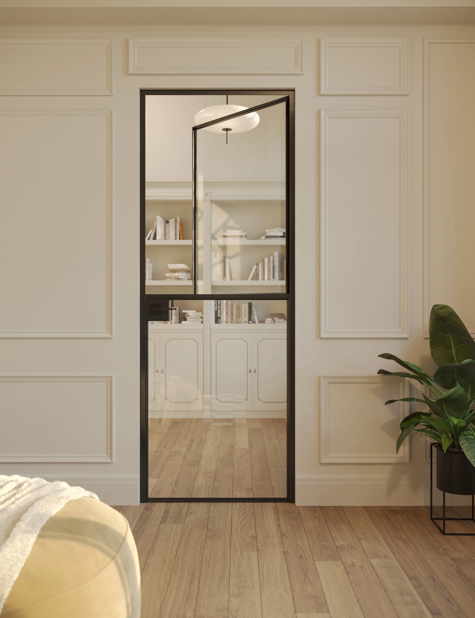 Architectural Air Lite Dutch door with slim steel frame, modular system design, and clear glass