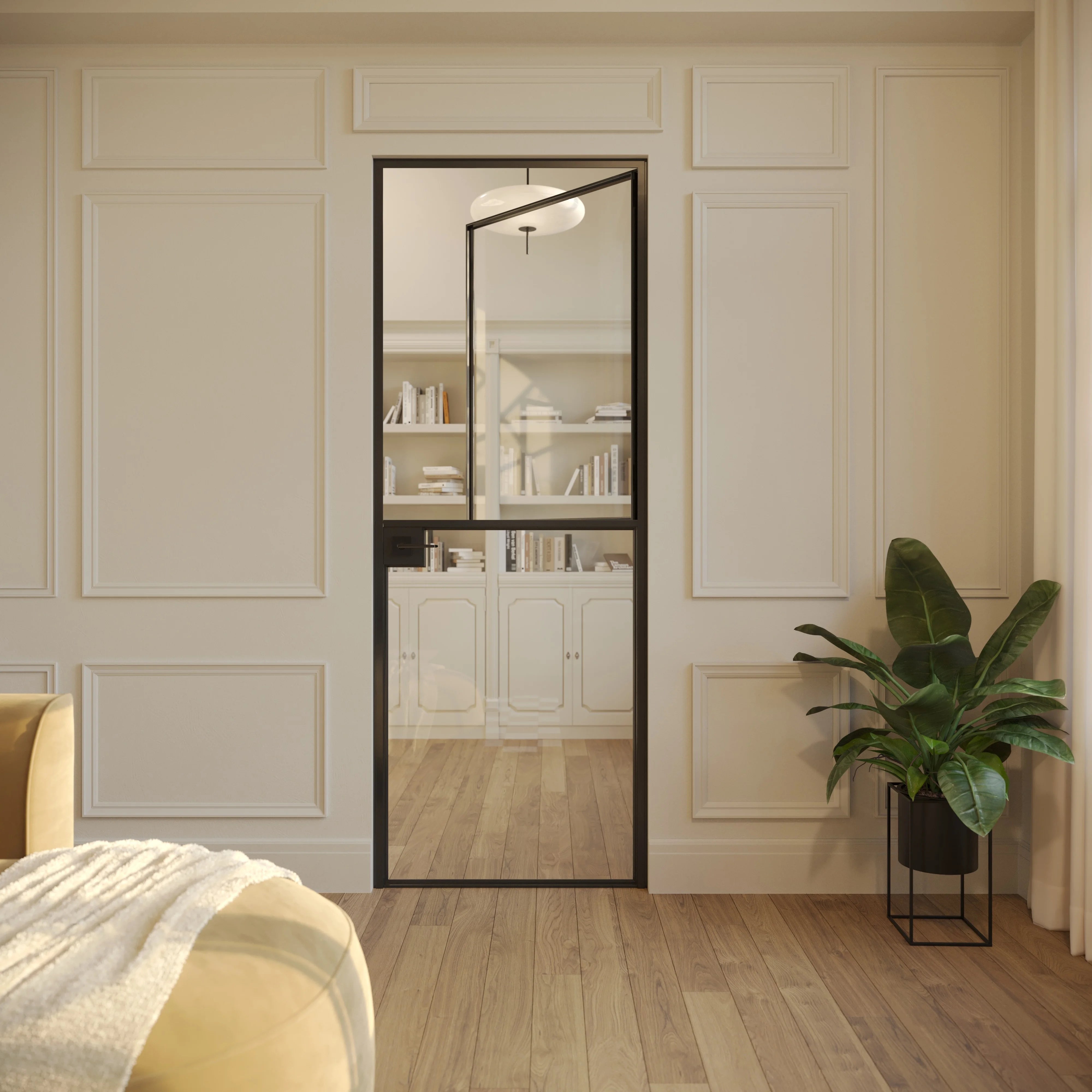 Architectural Air Lite Dutch door with slim steel frame, modular system design, and clear glass