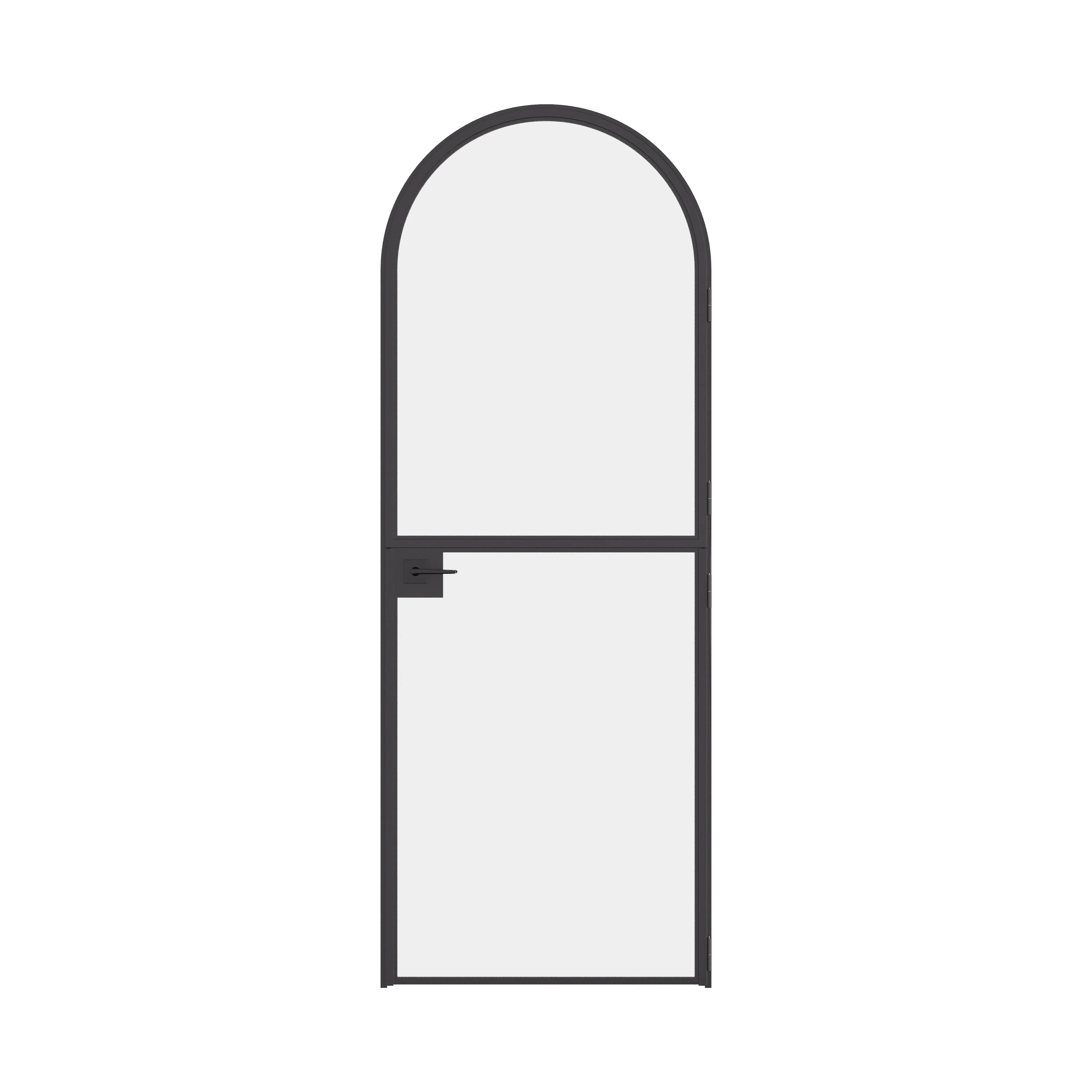 Pre-hung single full arch Dutch steel door with slim architectural frame.