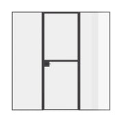 Dutch-style steel door with sidelights, crafted from hot-rolled steel with architectural lines.