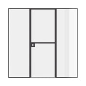 Dutch single flat steel door with side windows, prehung solid steel and slim frame