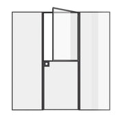 Narrow-sightline Dutch door with side windows and refined modern profile.