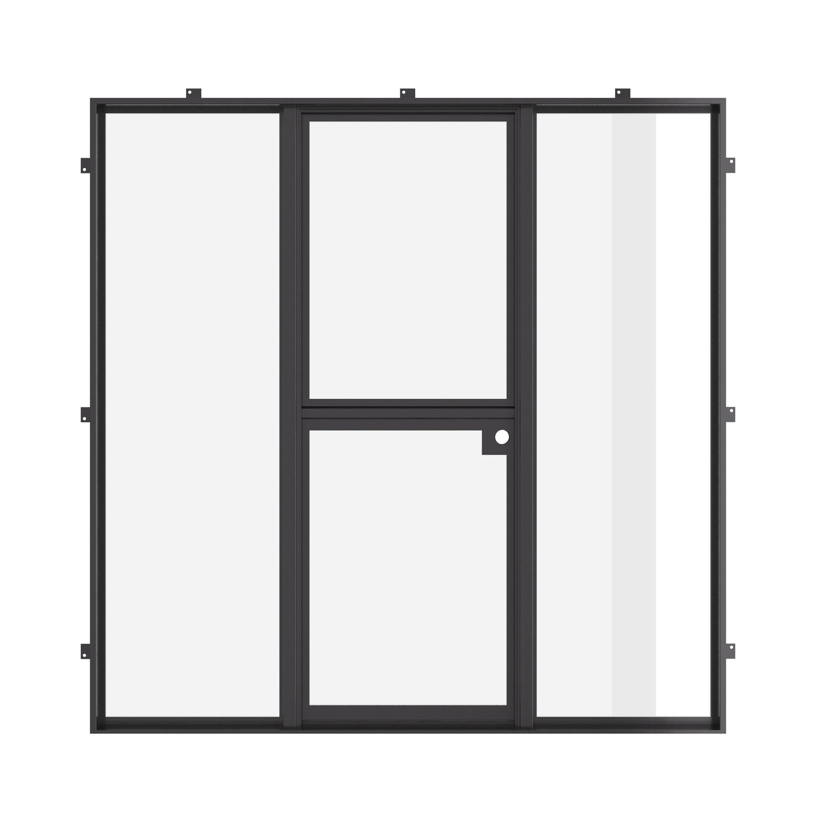 Exterior Dutch steel entry with slim frames.
