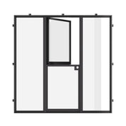 Pre-hung Dutch steel door with side lites.