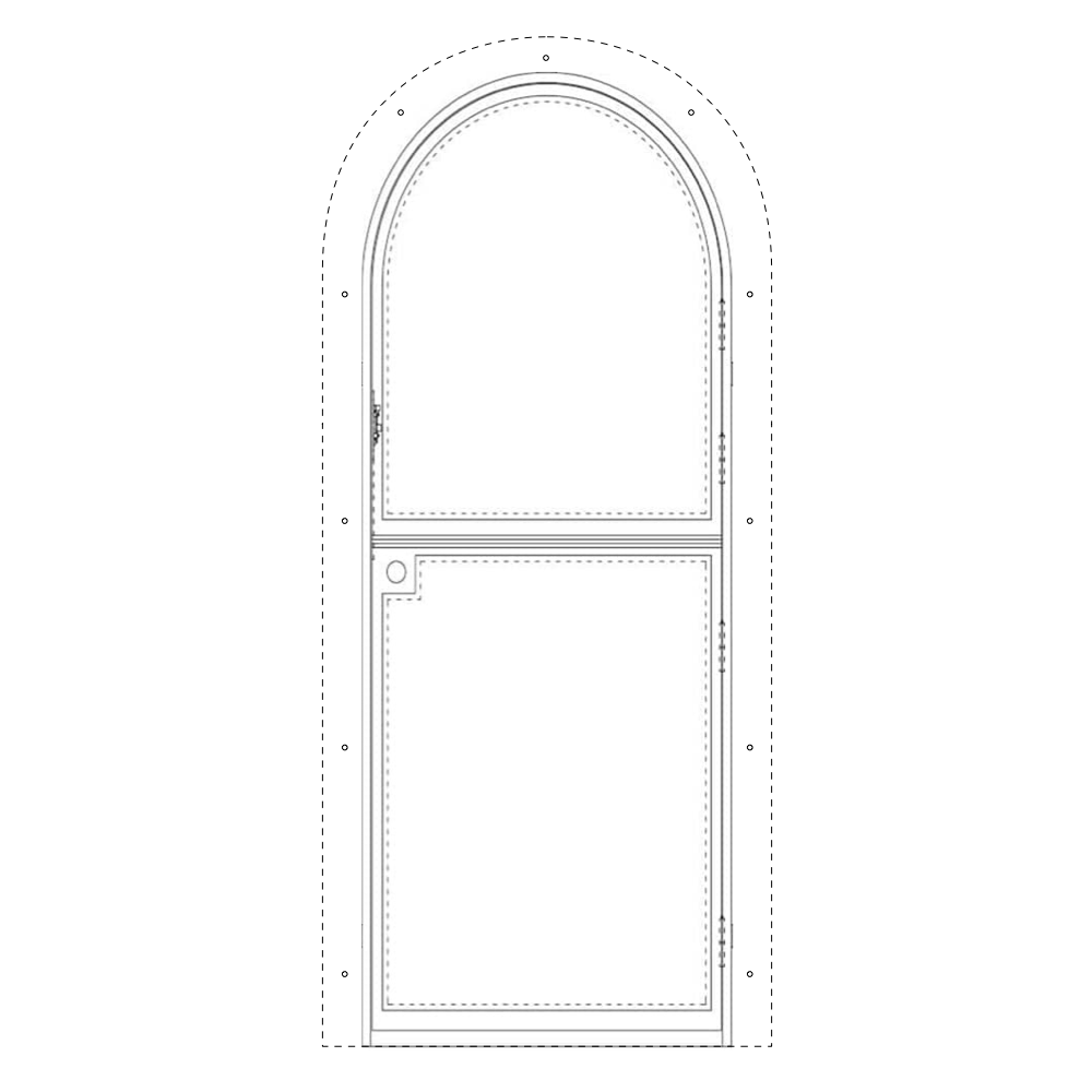 Glass Single Full Arch Dutch Entry Door CAD