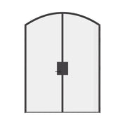 Pre-hung double arch steel door with hot-rolled construction and slim sightlines.