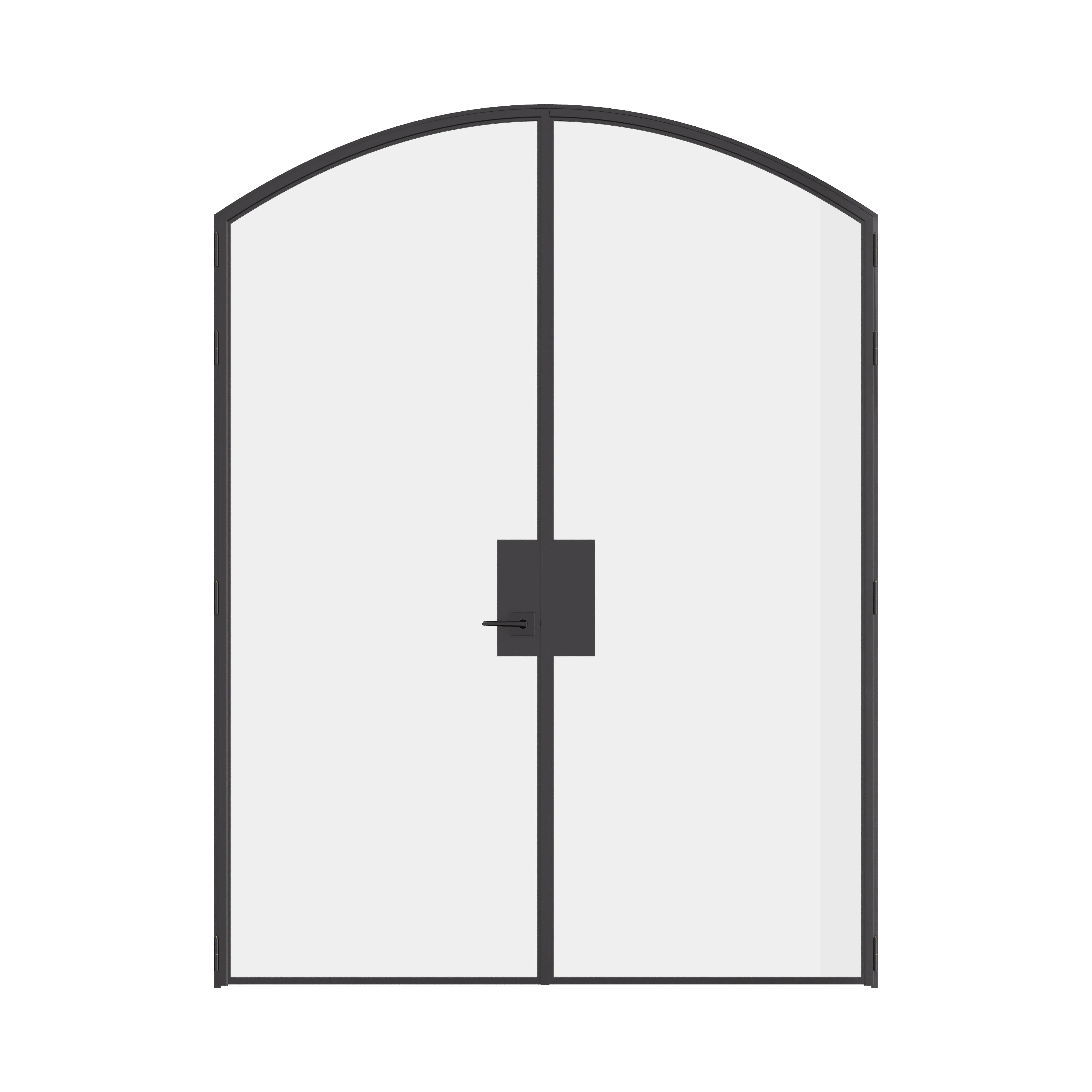 Pre-hung double arch steel door with hot-rolled construction and slim sightlines.