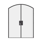 Double arch glass steel door, solid steel construction with narrow architectural frame