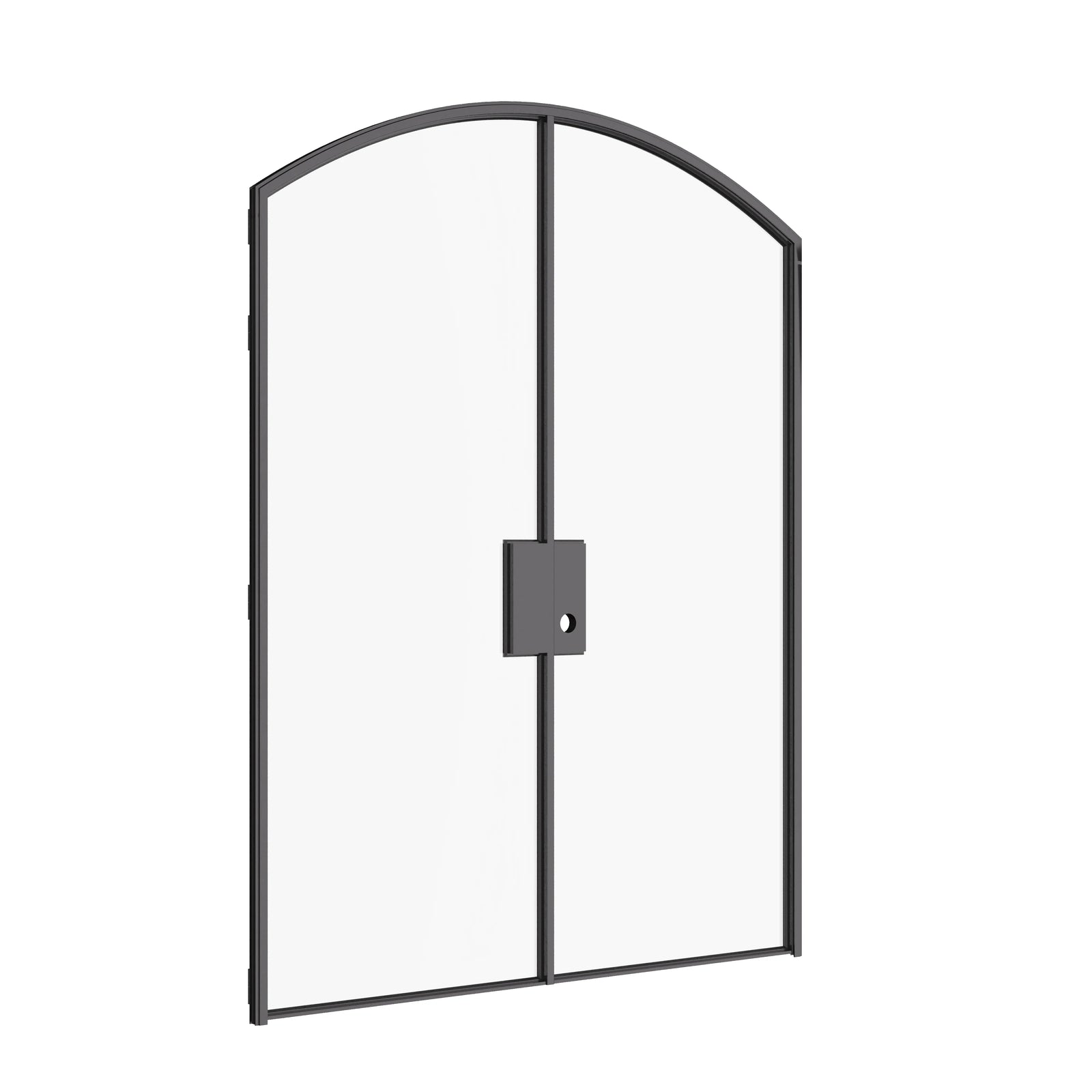 Narrow-frame double arch steel door with refined minimalist design.