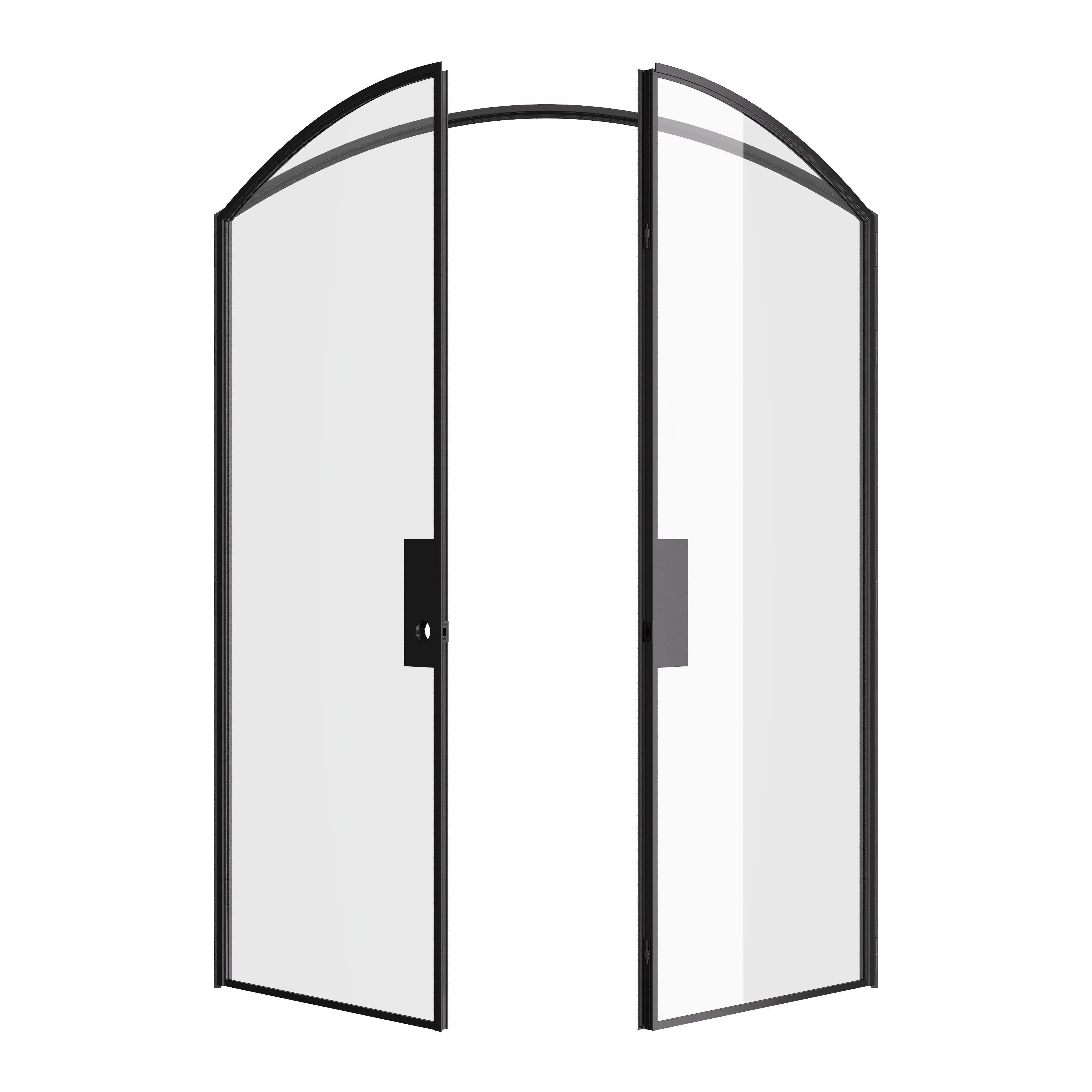 Double arch interior steel door, prehung hot-rolled steel with slim sightlines and modular system