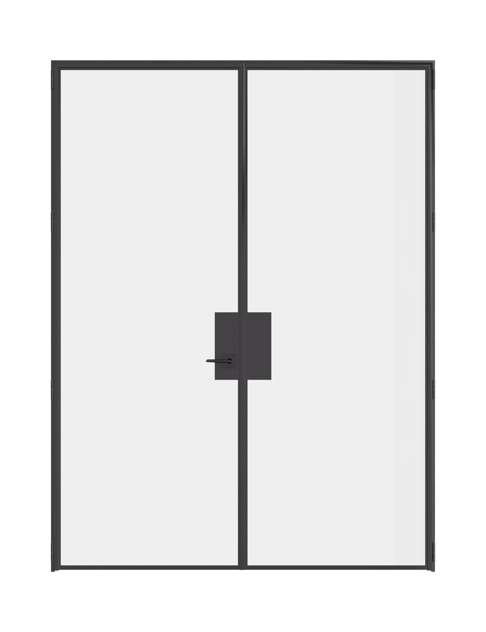 Pre-hung Air Lite interior double flat doors in solid hot-rolled ottostumm steel with removable threshold