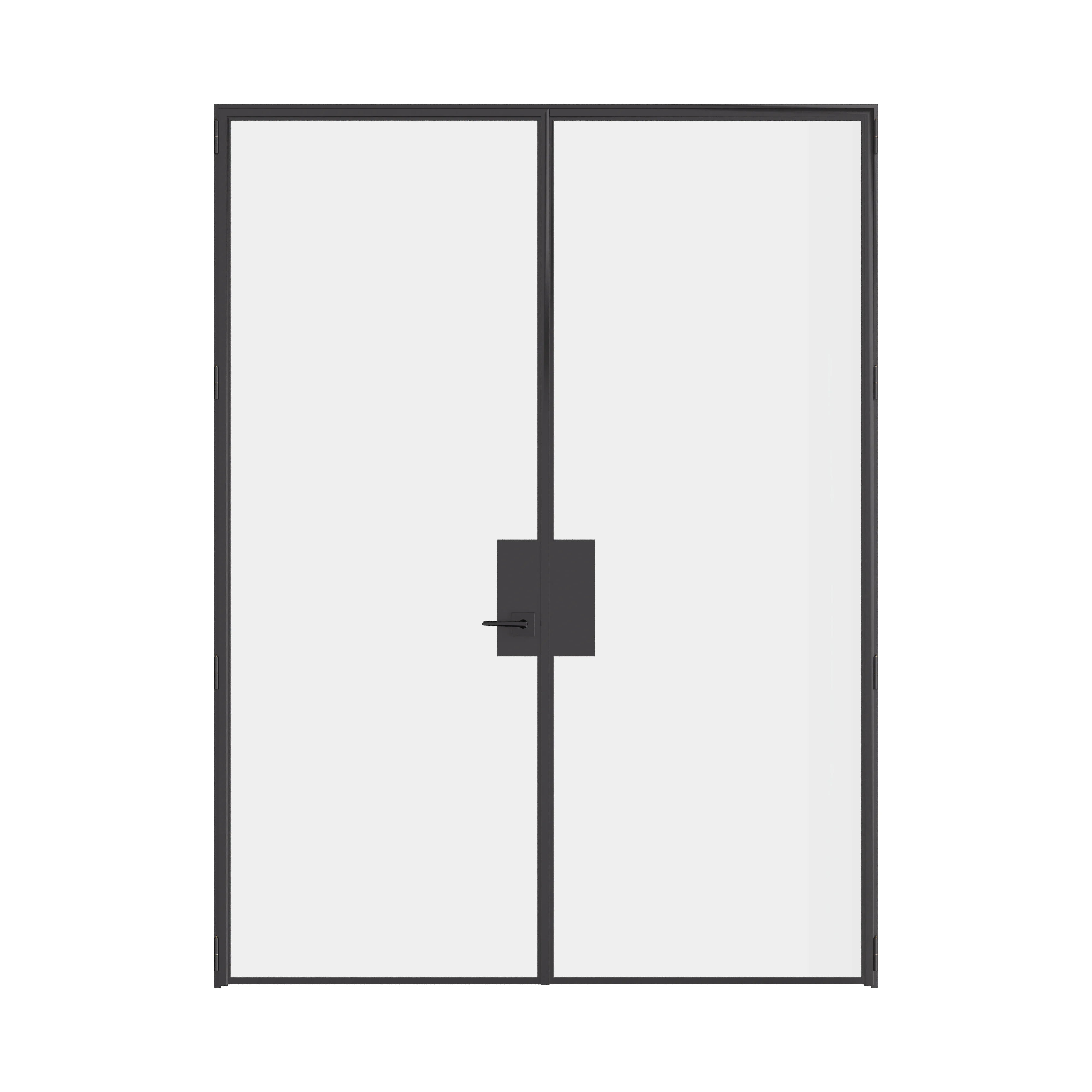 Pre-hung Air Lite interior double flat doors in solid hot-rolled ottostumm steel with removable threshold