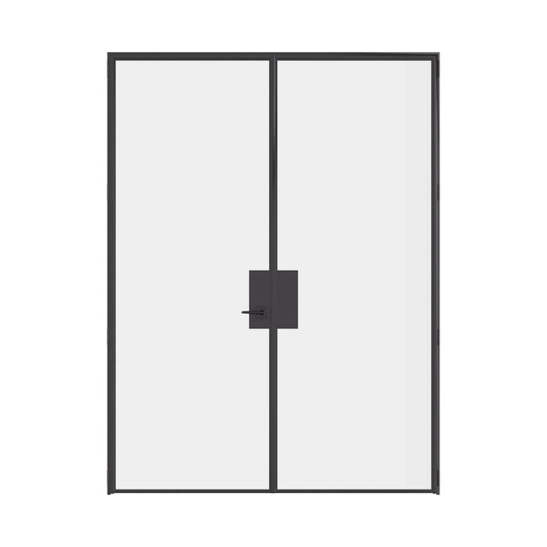 Pre-hung Air Lite interior double flat doors in solid hot-rolled ottostumm steel with removable threshold