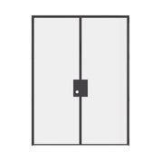 Modular Air Lite double flat interior doors with ottostumm steel frames and clear tempered glass