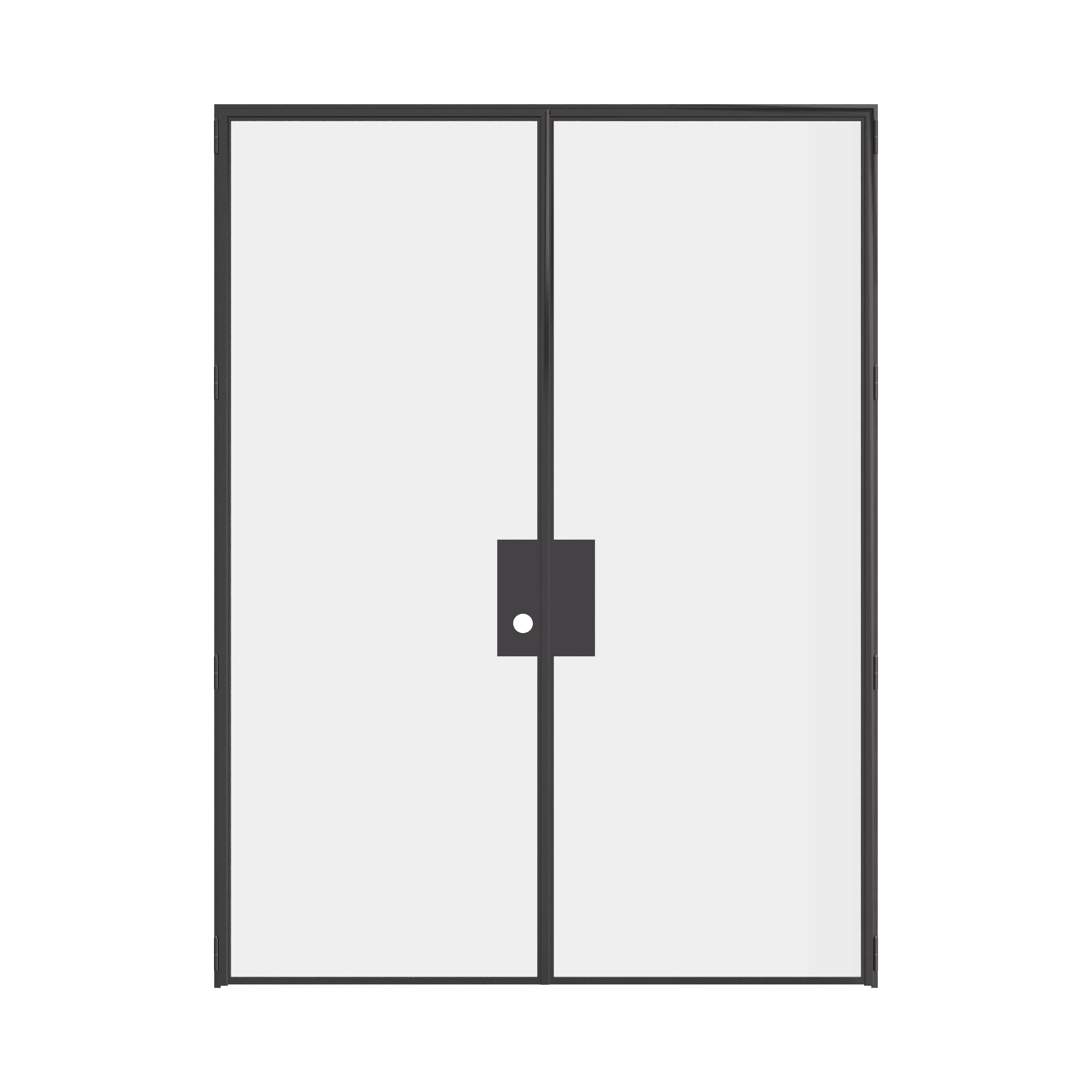 Modular Air Lite double flat interior doors with ottostumm steel frames and clear tempered glass