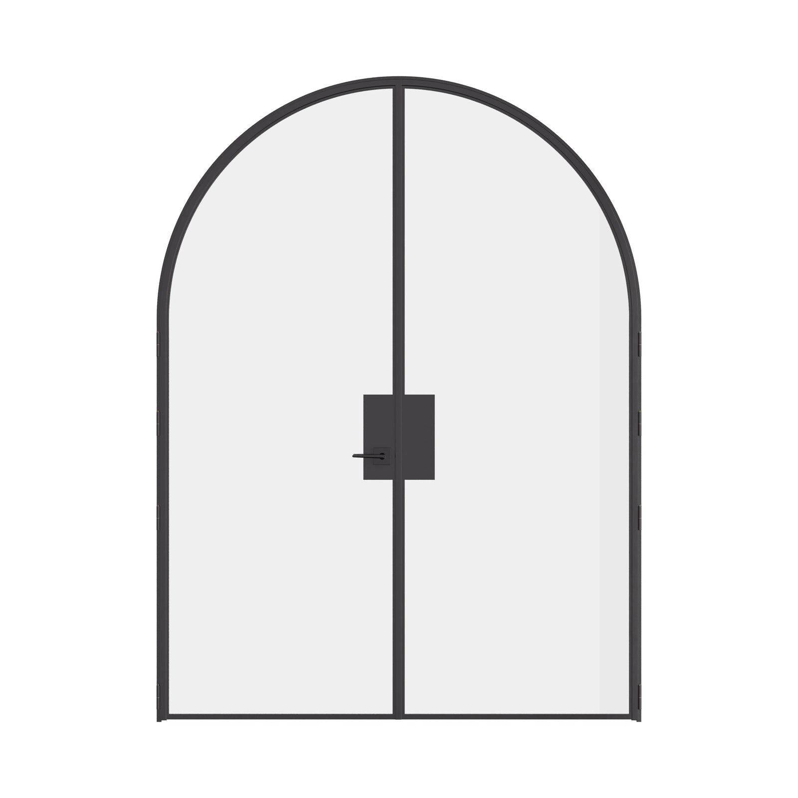 Pre-hung Air Lite interior double full arch doors in solid hot-rolled ottostumm steel with removable threshold