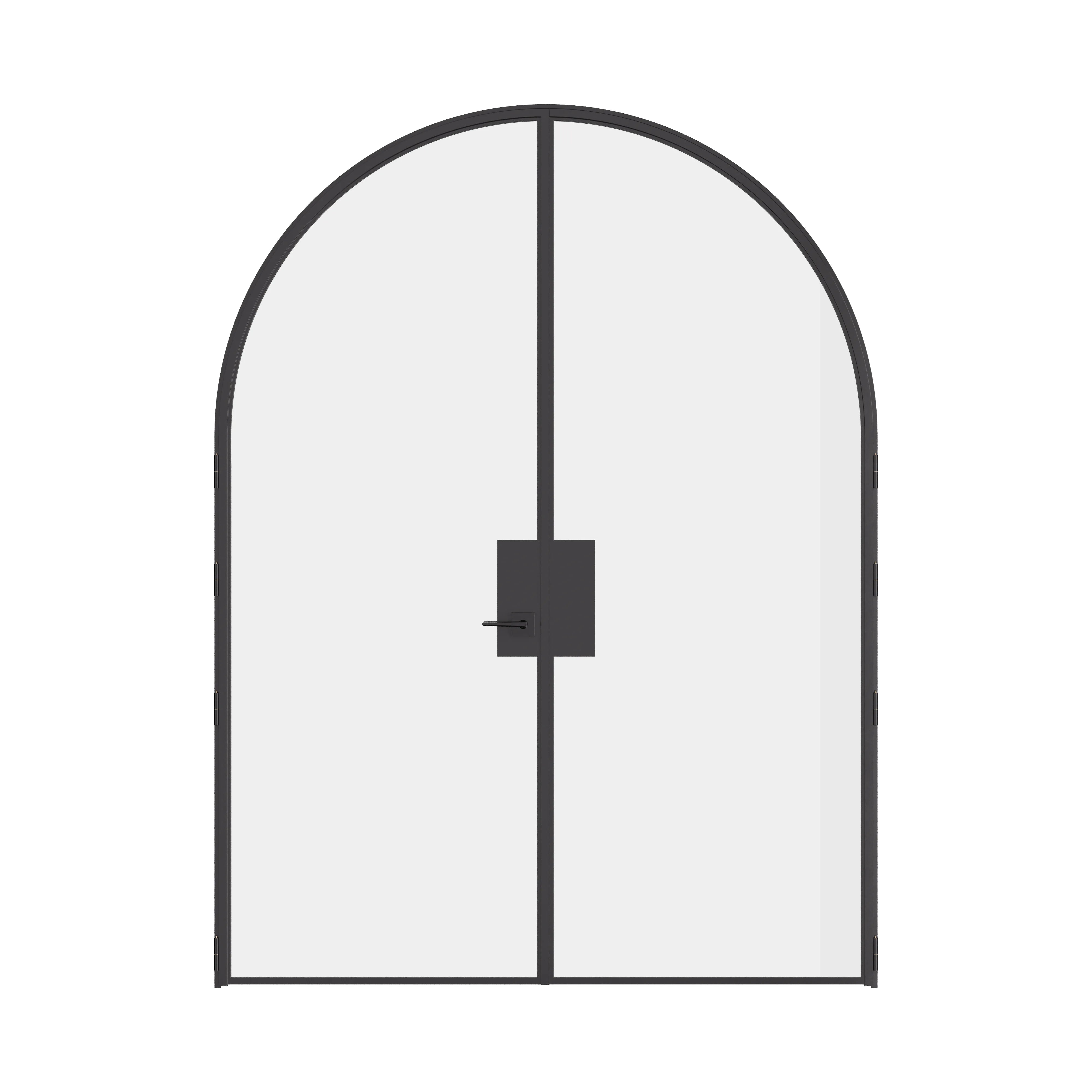 Pre-hung Air Lite interior double full arch doors in solid hot-rolled ottostumm steel with removable threshold
