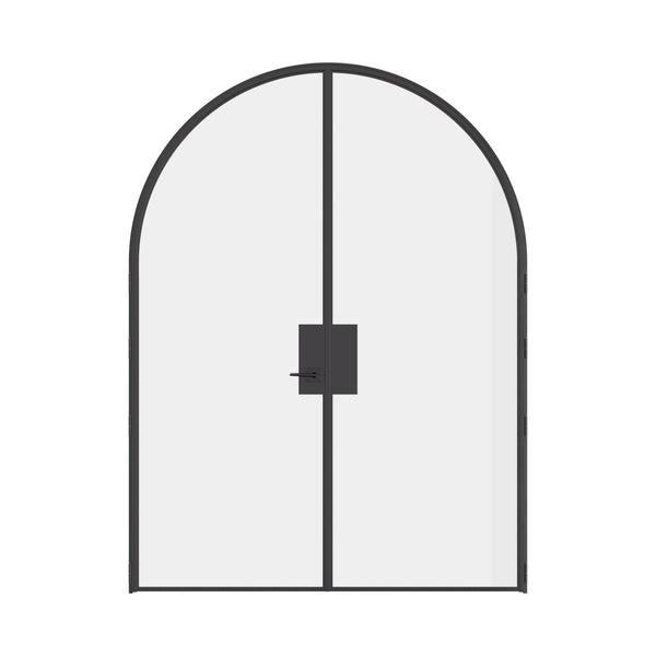 Pre-hung Air Lite interior double full arch doors in solid hot-rolled ottostumm steel with removable threshold