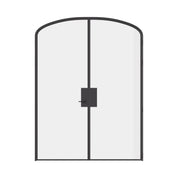 Pre-hung double mini arch steel door with removable threshold and slim profile