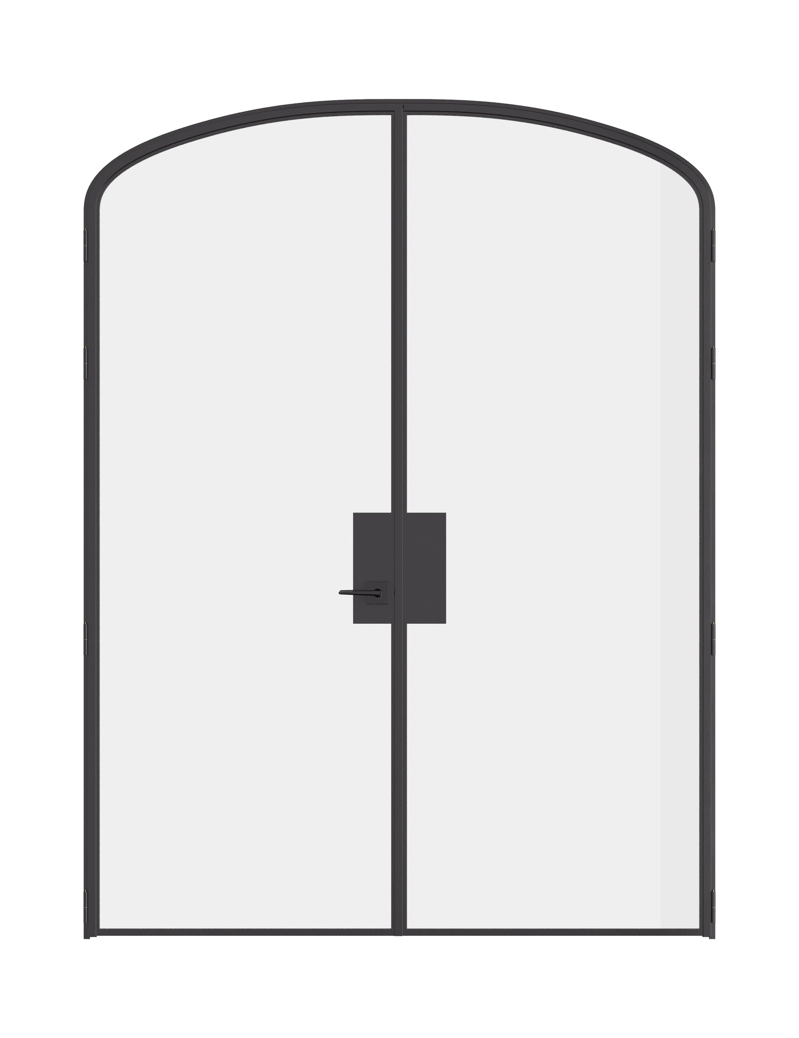 Pre-hung double mini arch steel door with removable threshold and slim profile