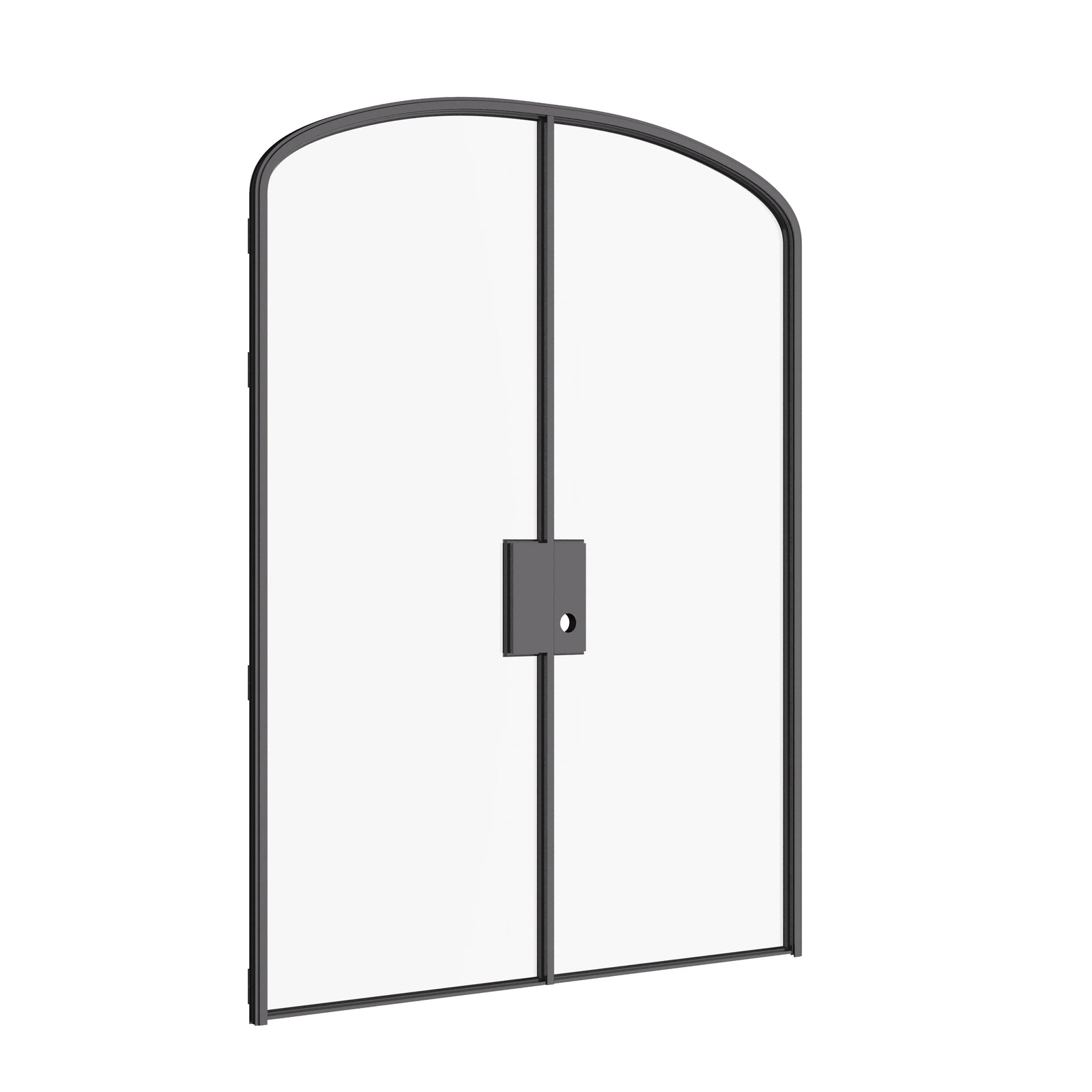 Architectural double mini arch door with modular system and glass panels