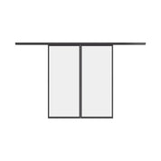 Double flat top track sliding glass door, cold-rolled steel frame with slim modern profile