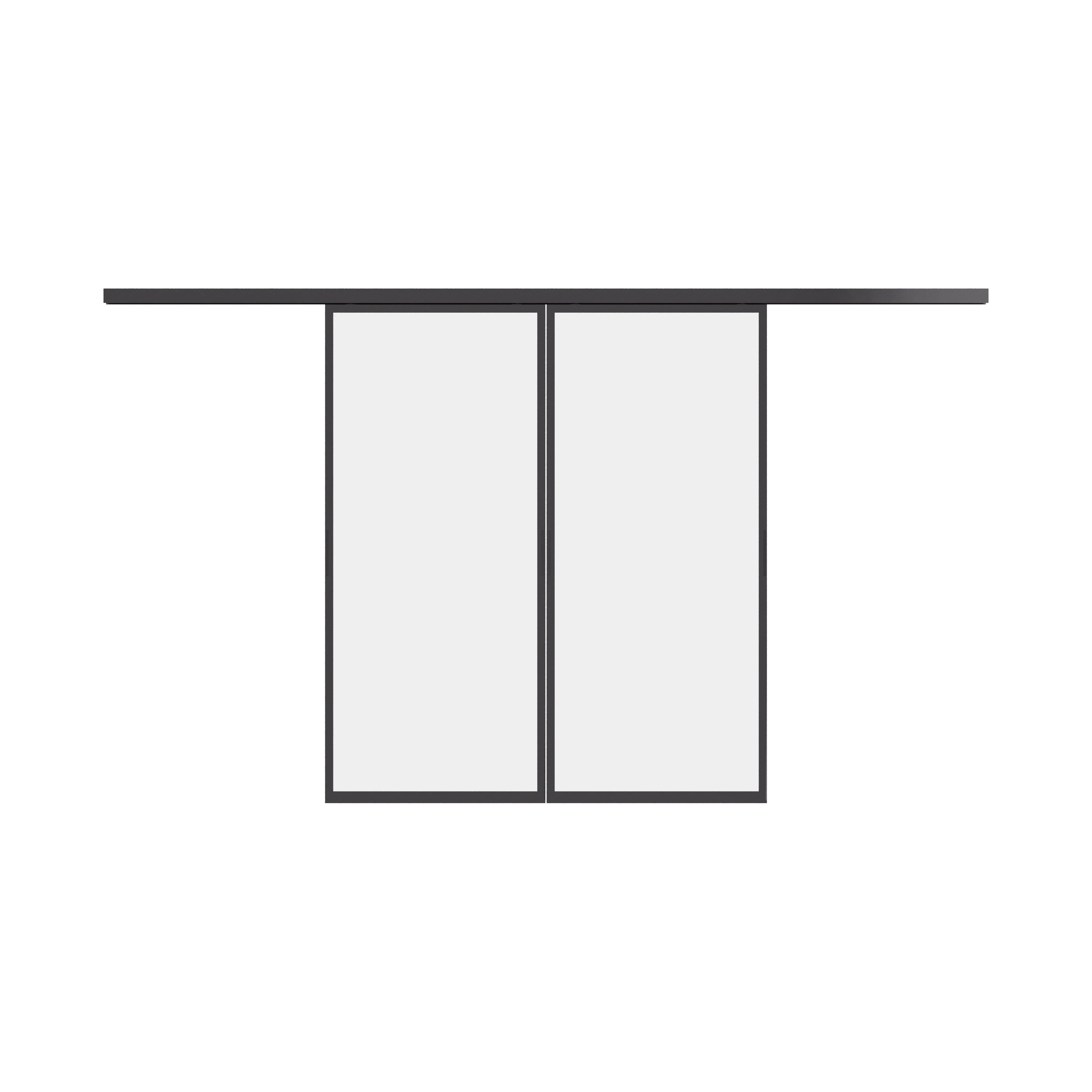 Double flat top track sliding glass door, cold-rolled steel frame with slim modern profile