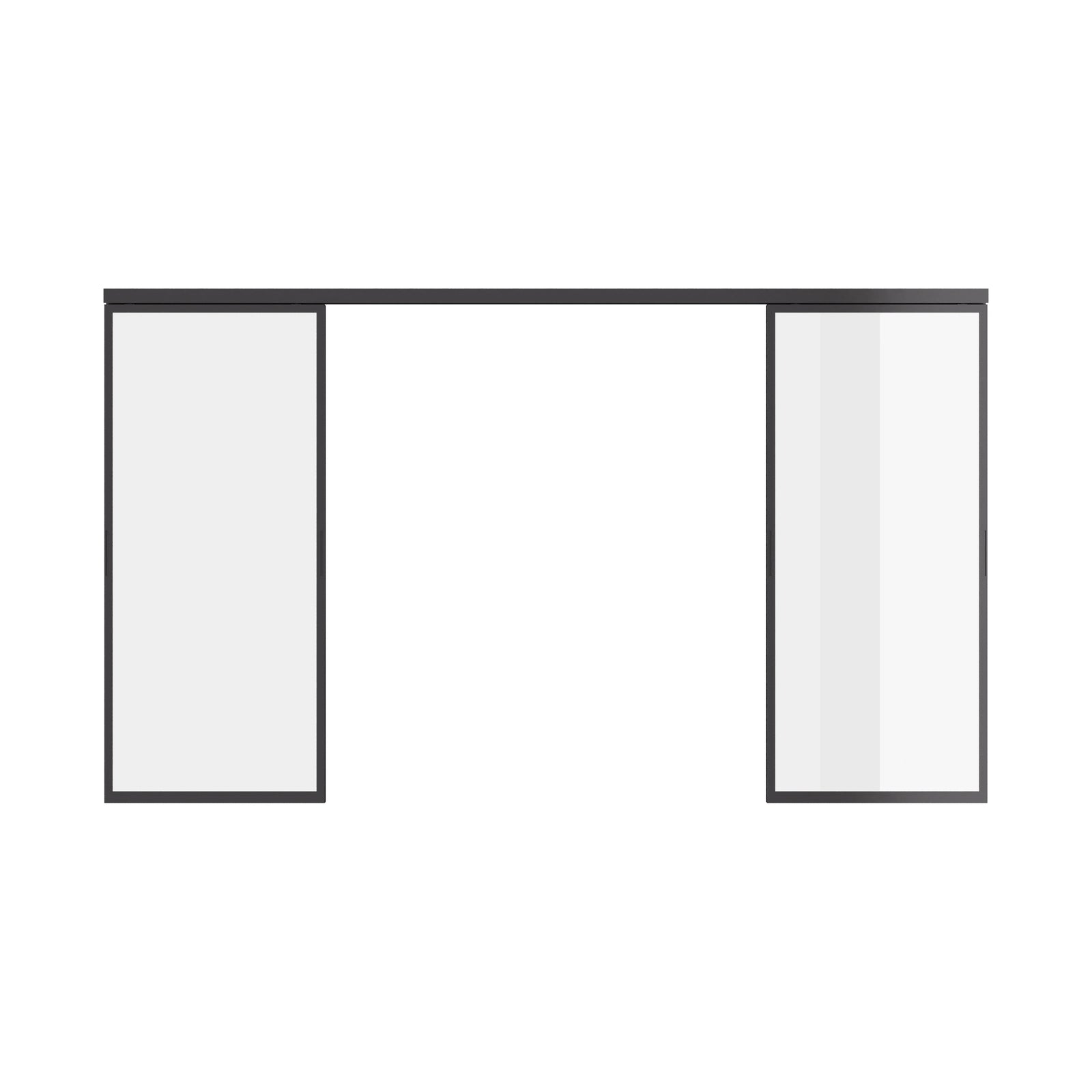 Double flat modern slider door with top track and slim sightlines