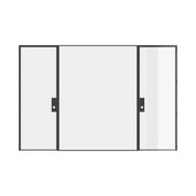 Dual single flat interior steel door system with center glass lite, solid steel construction and slim profile