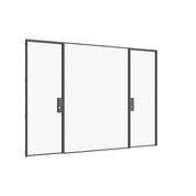 Architectural dual single steel doors with central fixed lite and precision-engineered frame.