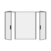 Dual single flat modular steel door with middle fixed glass panel, prehung hot-rolled steel frame and narrow sightlines
