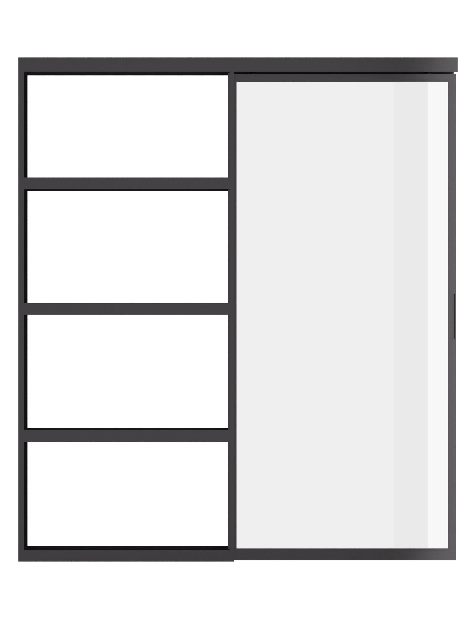 Architectural cold-rolled steel pocket slider door with full glass panel