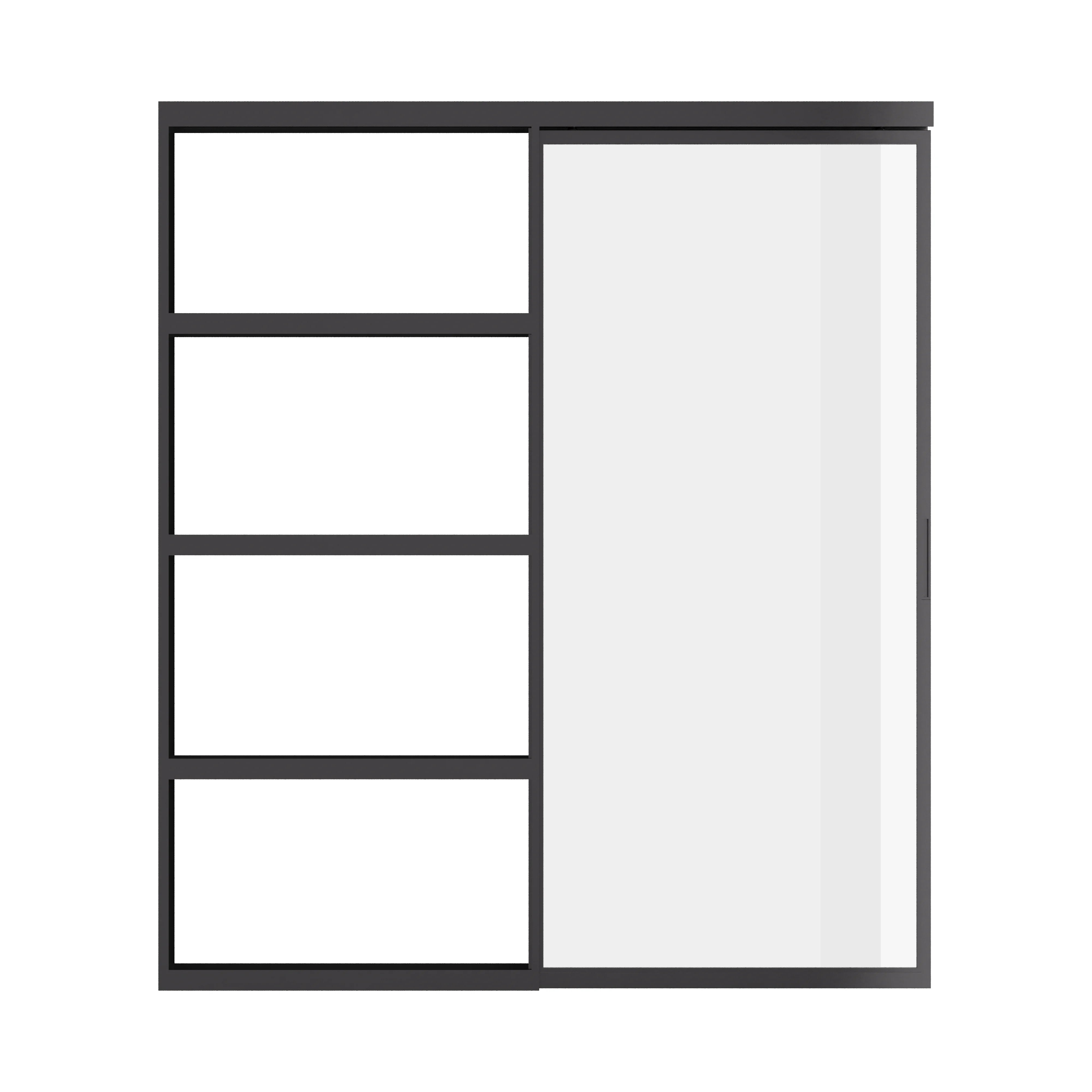 Architectural cold-rolled steel pocket slider door with full glass panel