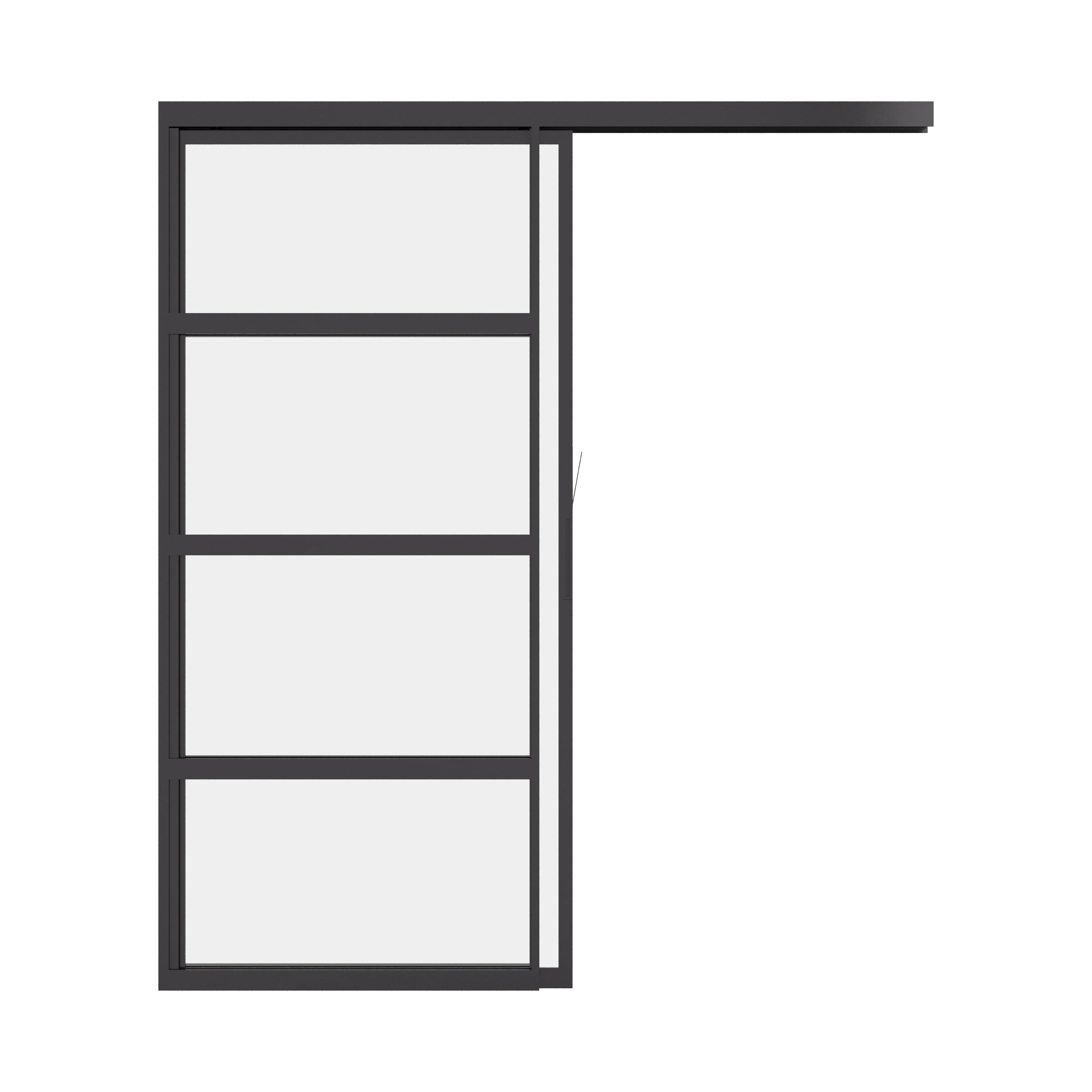Architectural sliding door with cold-rolled steel frame and clean lines