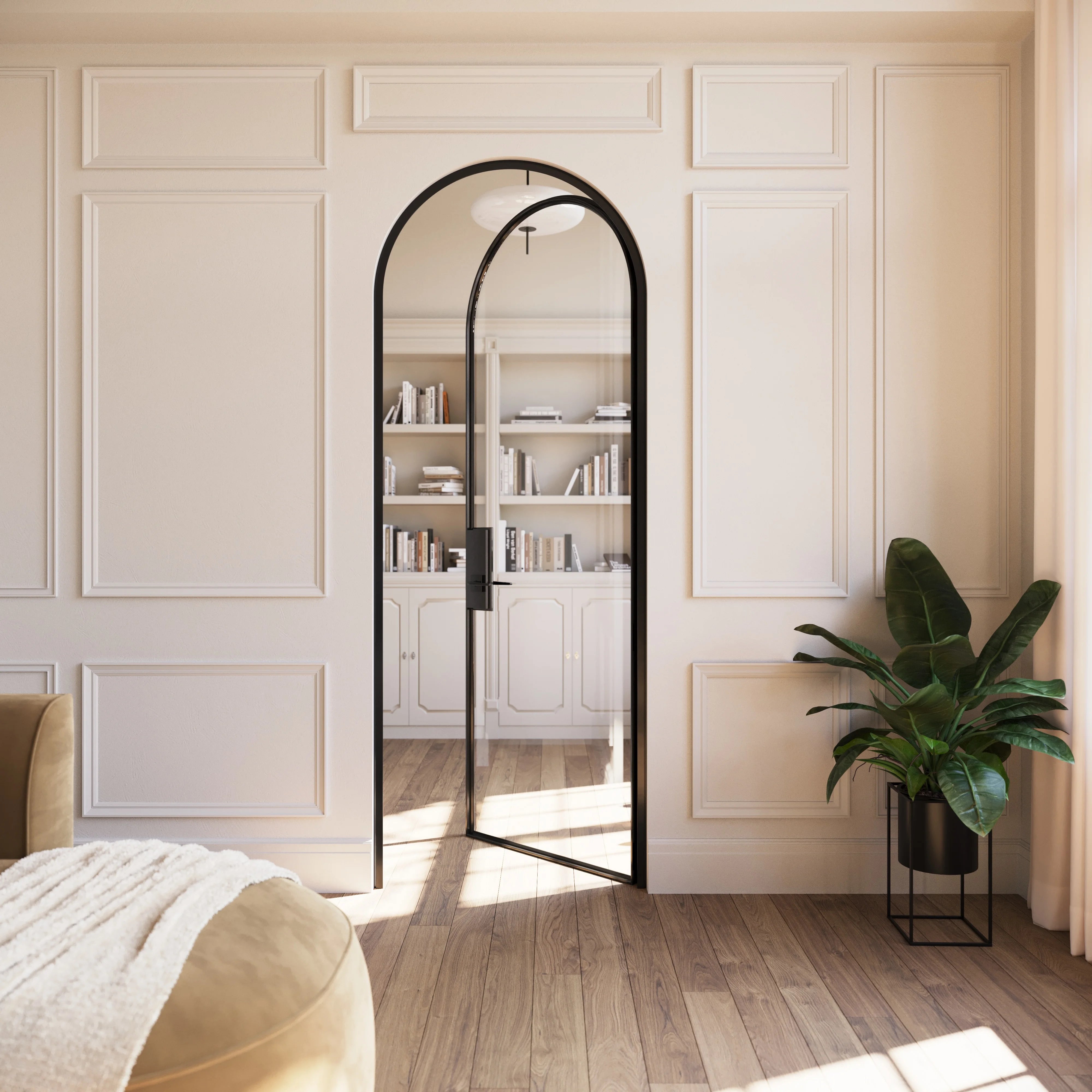 Architectural Air Lite full arch single door with slim steel frame and modular system design