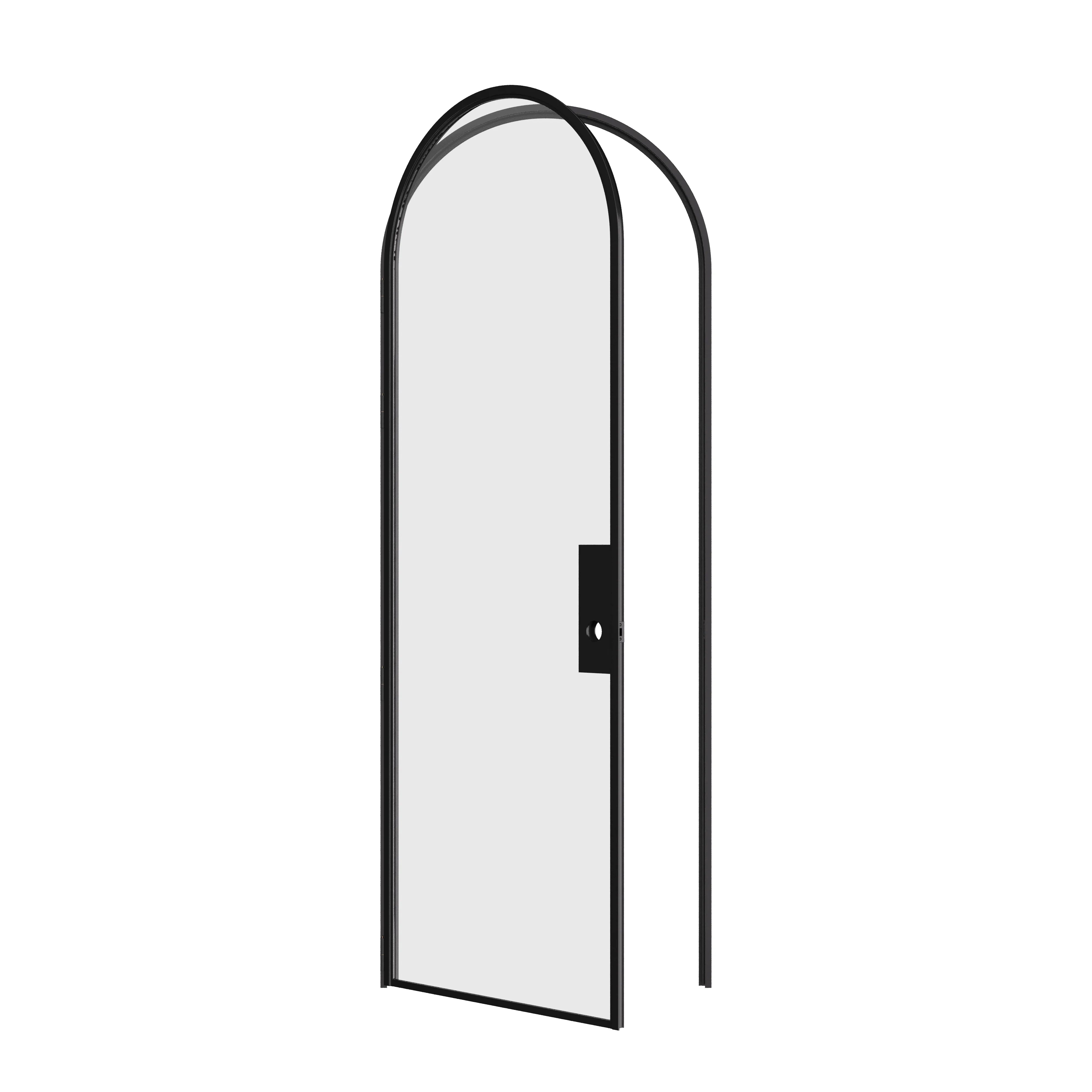 Interior full arch Air Lite door pre-hung in hot-rolled steel with sleek architectural profile