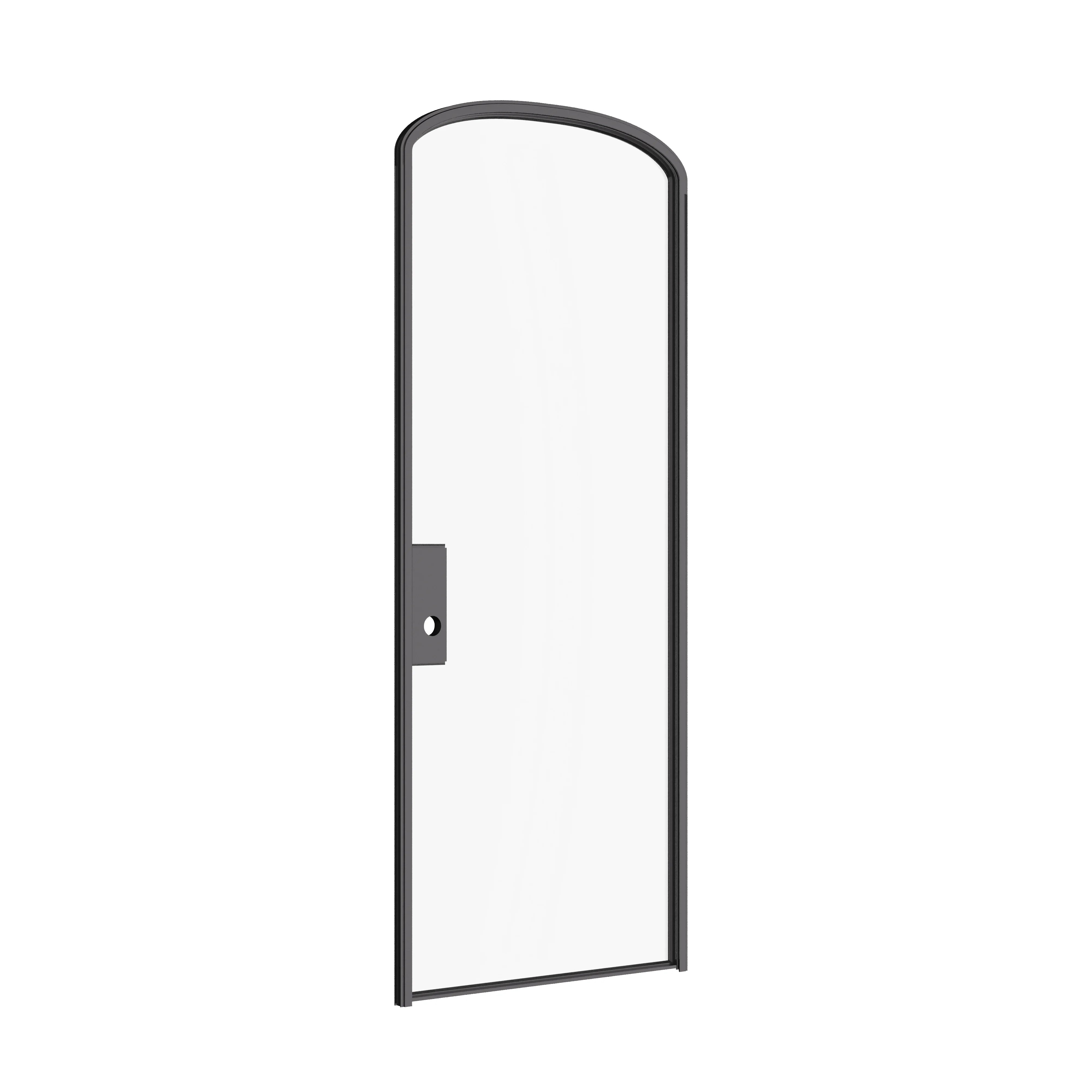Interior Air Lite mini arch door pre-hung in solid steel with slim profile and full glass panel for modern spaces